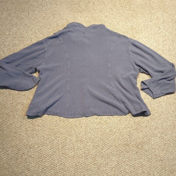 FLAX Jeanne Engelhart Button Down Shirt Blouse Womens Medium Lagenlook Blue Gray - Picture 4 of 6